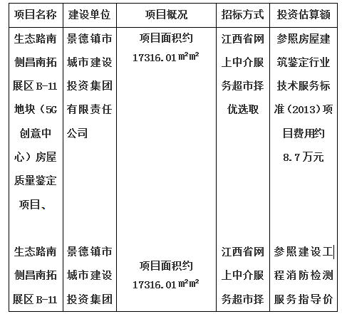 生態(tài)路南側(cè)昌南拓展區(qū)B-11地塊（5G創(chuàng)意中心）房屋質(zhì)量鑒定項(xiàng)目、生態(tài)路南側(cè)昌南拓展區(qū)B-11地塊（5G創(chuàng)意中心）消防安全評(píng)估項(xiàng)目計(jì)劃公告